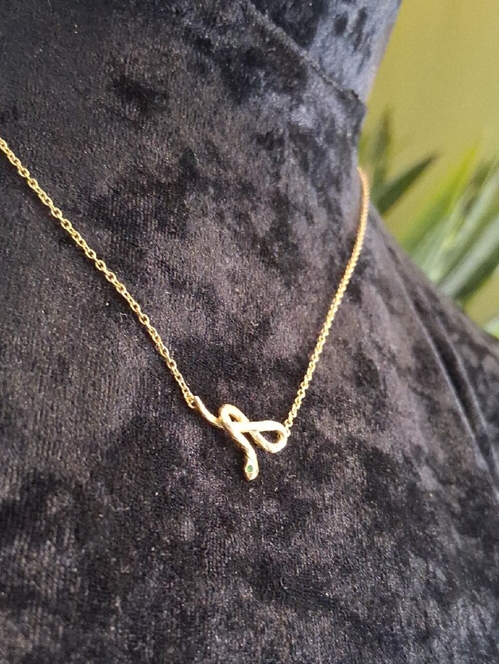 Gold 925 Sterling Silver Snake Pendant Necklace with Green Gem eyes 16 To 18 In - Picture 6 of 10